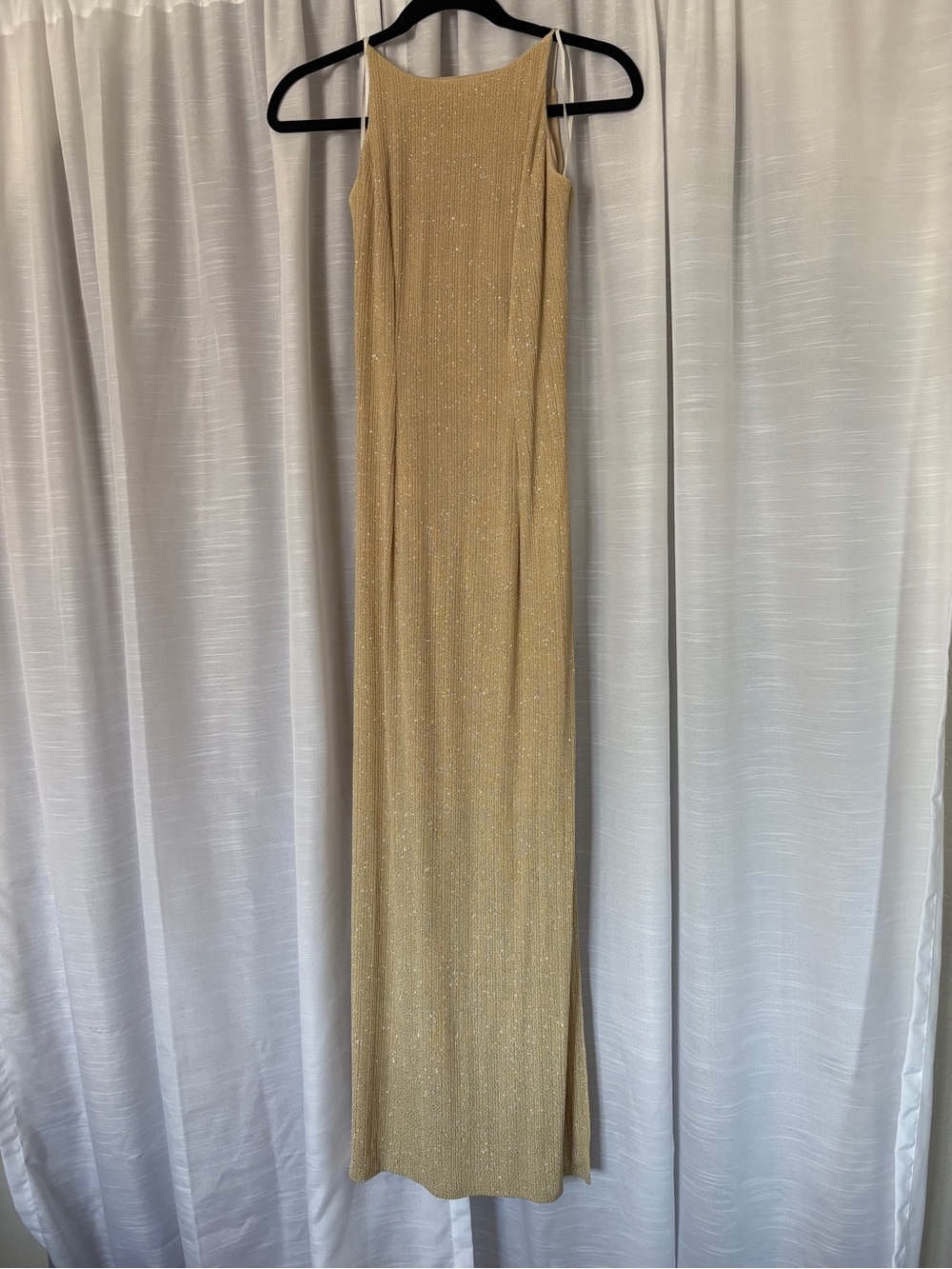 Dave & Johnny Gold Evening Slip Dress with Back Detail
